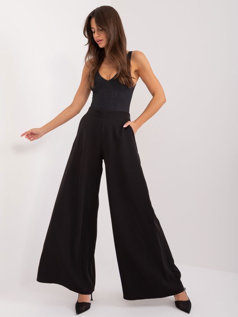 Schwarze elegante Hose mit weitem Bein und Reißverschluss